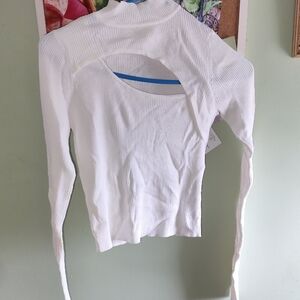 Zara Cream Ribbed Long Sleeve Top